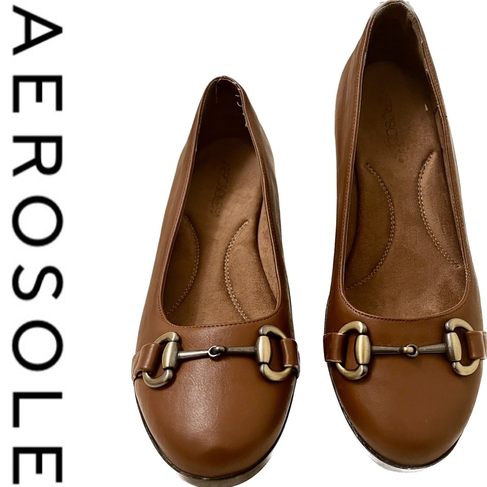 Chic Brown Tan Aerosole Wedges, Size 8.5 - Stylish comfort in every step! 🌟